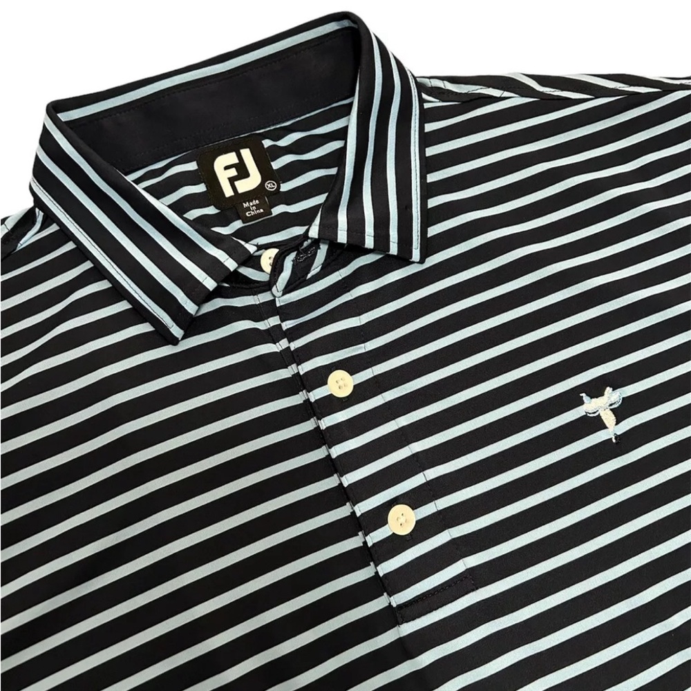 FootJoy Mens Lisle 2 Color Stripe Golf Polo Size XL Navy Light Blue